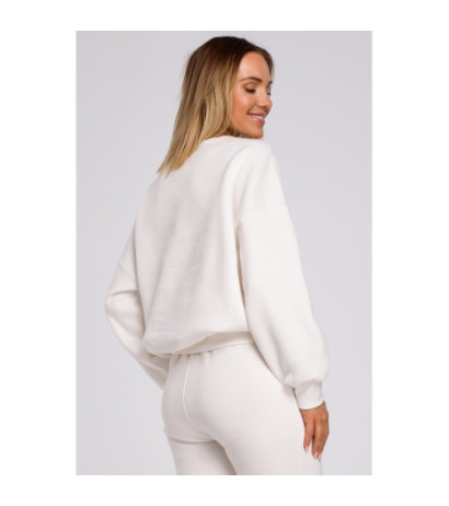 M536 Bluza szeroka z haftem - ecru