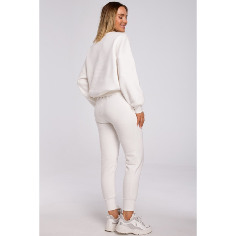 M536 Bluza szeroka z haftem - ecru