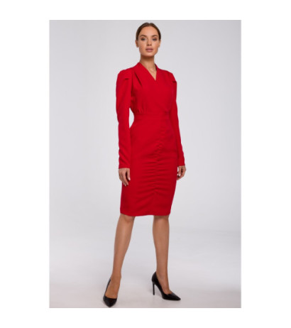 M547 Sukienka z marszczeniem na przodzie - czerwona
