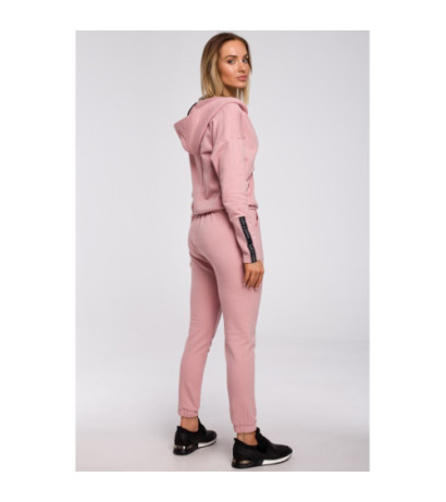 M552 Bluza z kieszenią kangurek i kapturem - pudrowa