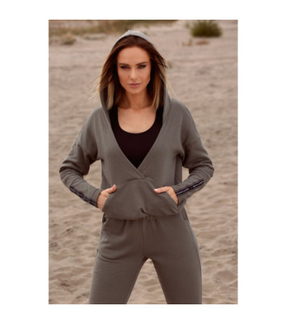 M552 Bluza z kieszenią kangurek i kapturem - khaki