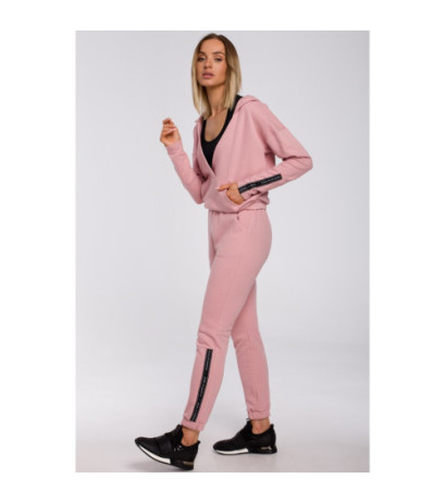 M553 Spodnie z lampasem - pudrowe