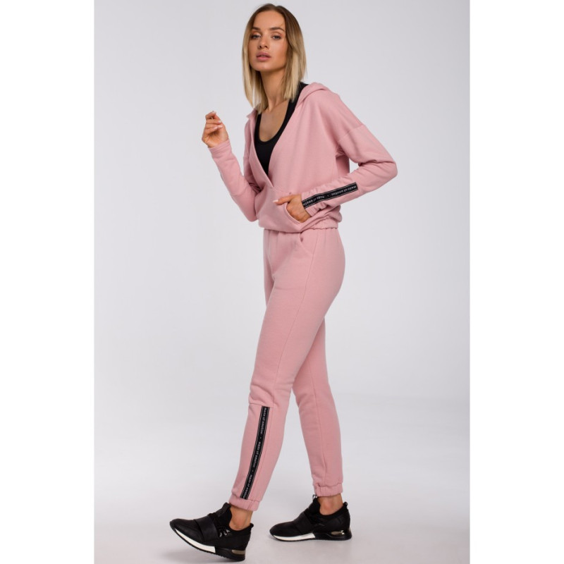 M553 Spodnie z lampasem - pudrowe