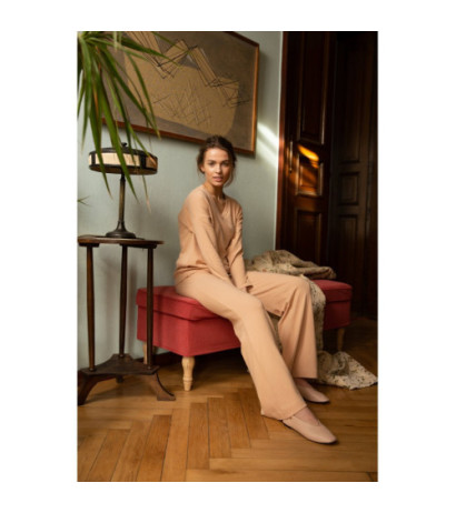 S249 Spodnie z dzianiny - beżowe