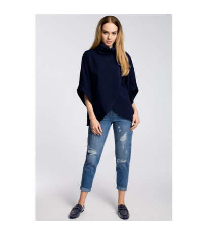 M372 Bluza na zakładkę z szerokimi rękawami - granatowa