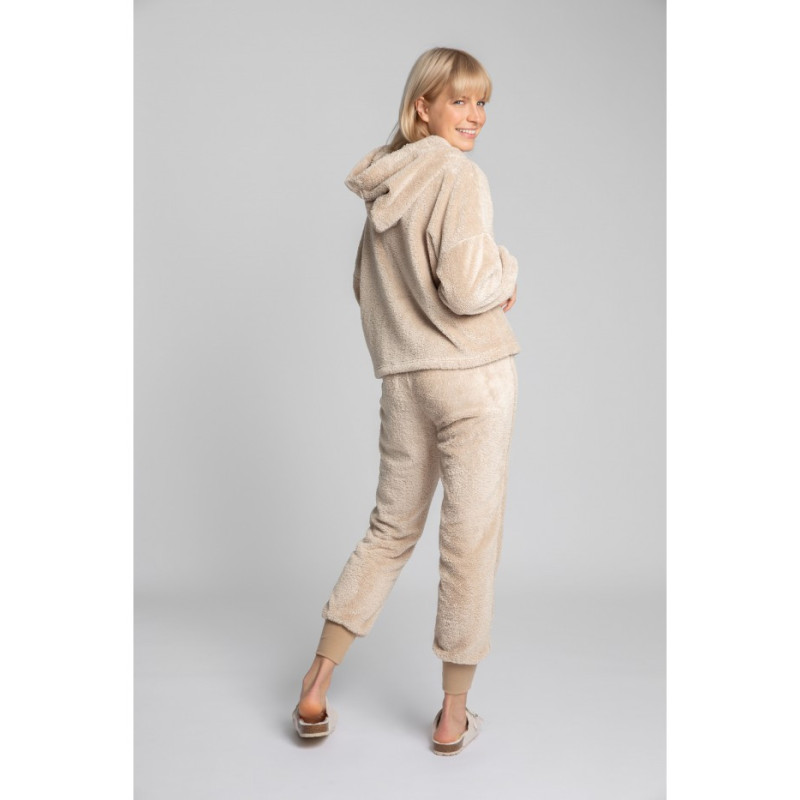 LA003 Pluszowa bluza z kapturem - cappuccino