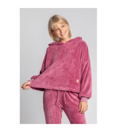 LA003 Pluszowa bluza z kapturem - wrzosowa