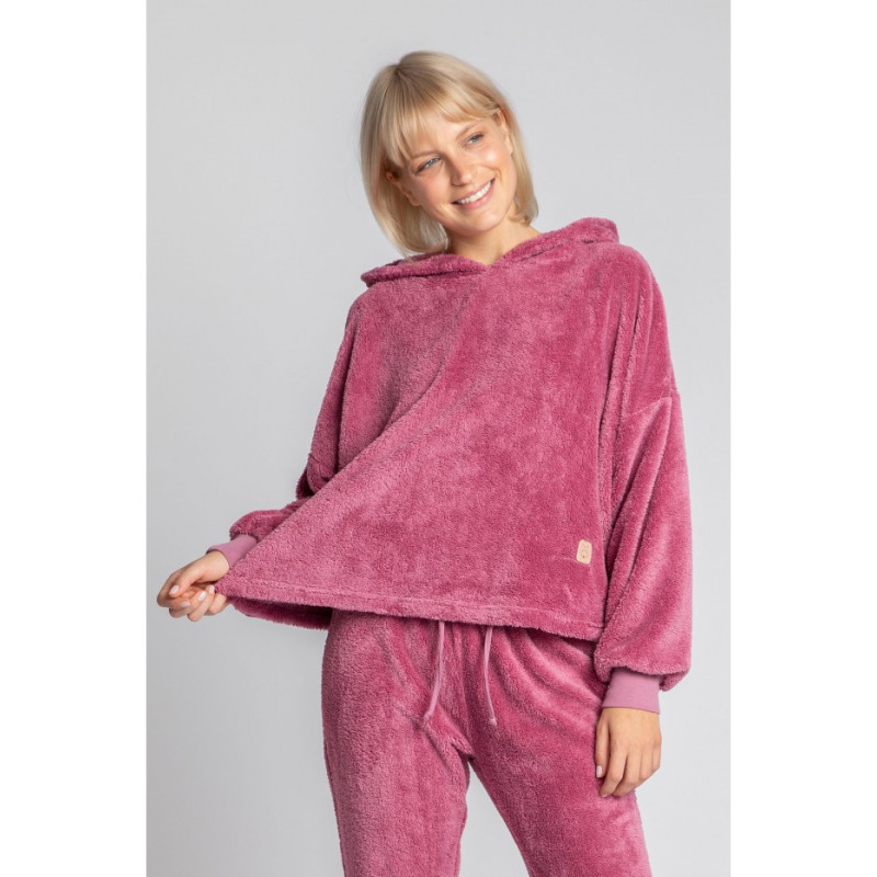 LA003 Pluszowa bluza z kapturem - wrzosowa