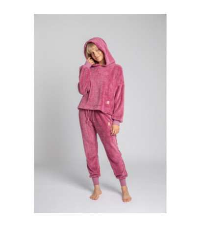 LA003 Pluszowa bluza z kapturem - wrzosowa