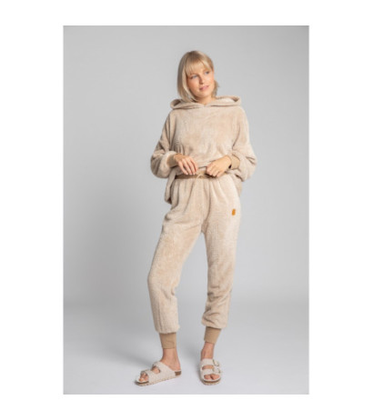 LA004 Pluszowe spodnie joggersy - cappuccino