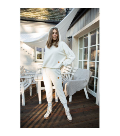 LA004 Pluszowe spodnie joggersy - ecru