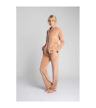 LA008 Welurowe spodnie od piżamy - beżowe