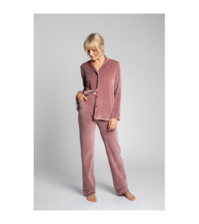 LA008 Welurowe spodnie od piżamy - brudny róż