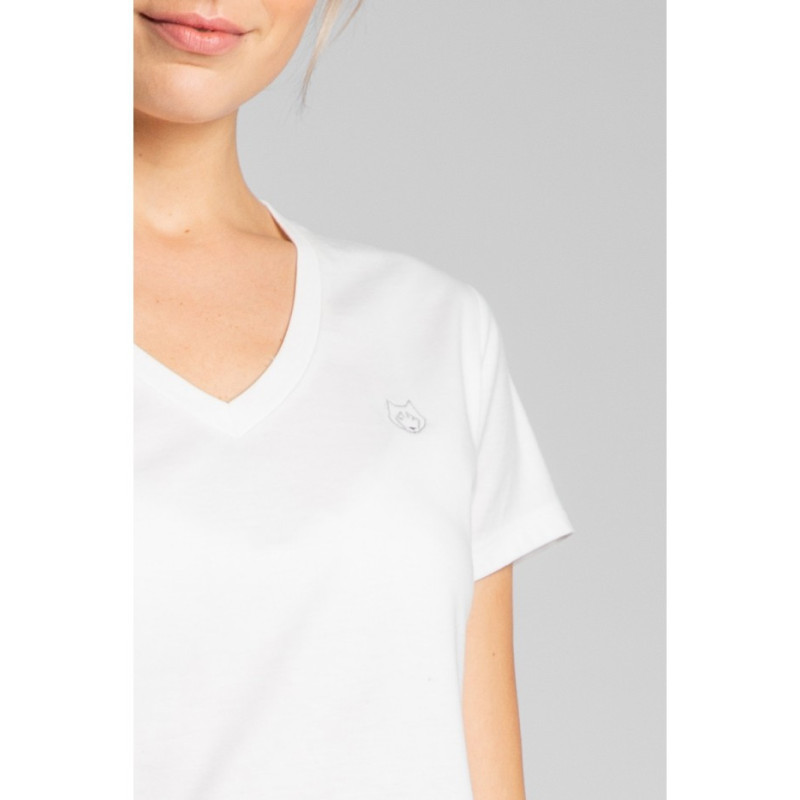 LA014 T-shirt do spania z dekoltem w serek - ecru