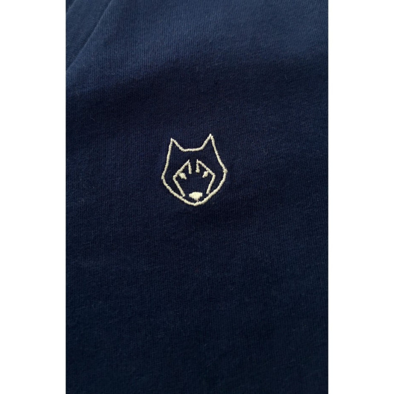 LA014 T-shirt do spania z dekoltem w serek - granatowy