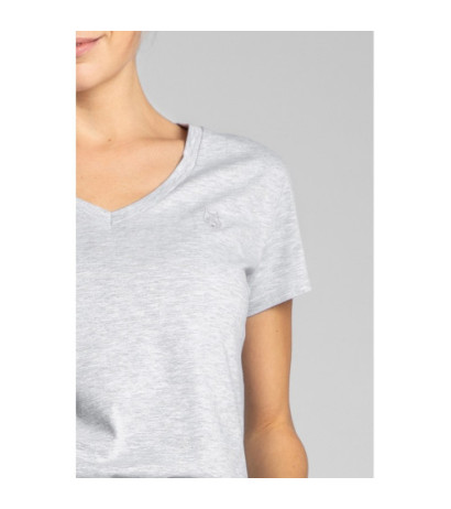 LA014 T-shirt do spania z dekoltem w serek - popielaty