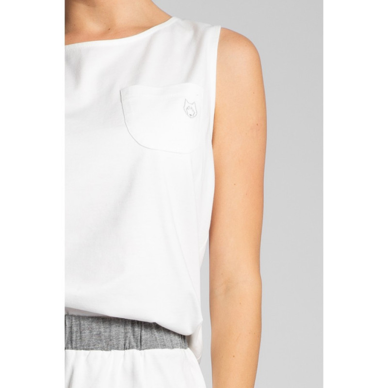 LA015 Bawełniany top do spania bez rękawów - ecru