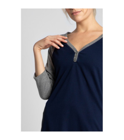 LA018 Bawełniana koszula nocna - granatowa