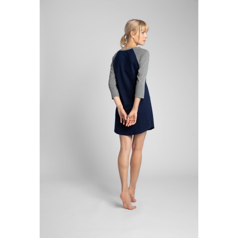 LA018 Bawełniana koszula nocna - granatowa