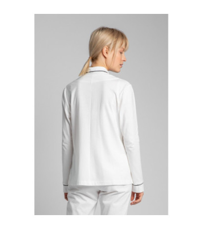 LA019 Bawełniana koszula od piżamy z kołnierzykiem - ecru