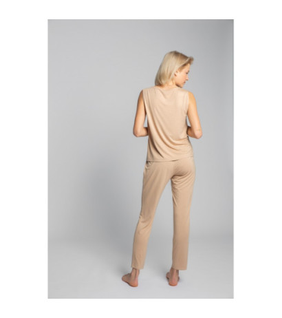 LA022 Top do spania bez rękawów z kieszonką - cappuccino