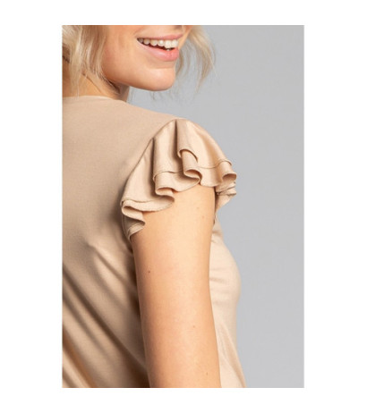 LA023 Top do spania bez rękawów z falbankami - cappuccino