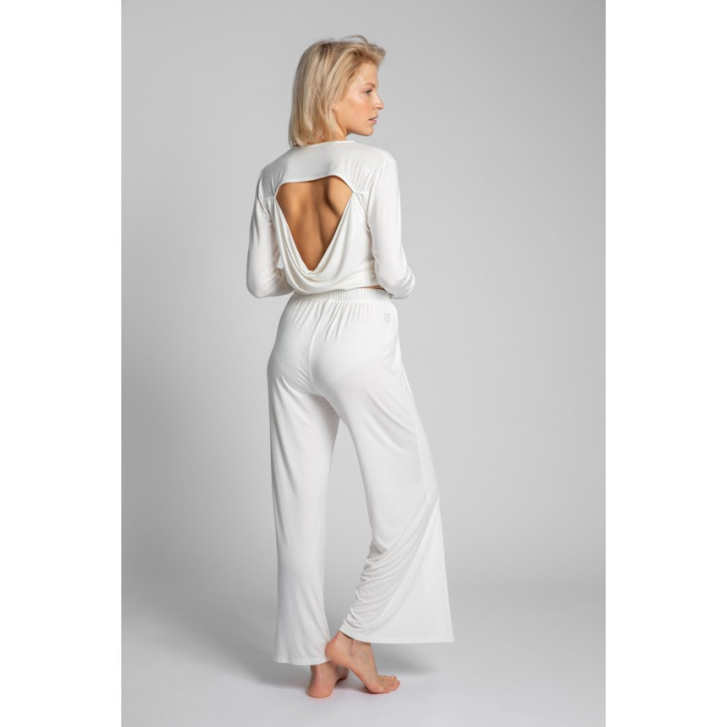 LA026 Spodnie z rozcięciami na nogawkach - ecru