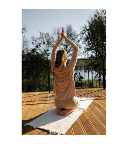 LA027 Bluzka do spania z wycięciem na plecach - cappuccino