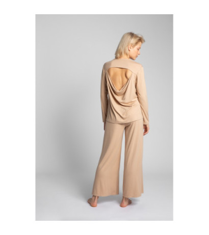 LA027 Bluzka do spania z wycięciem na plecach - cappuccino