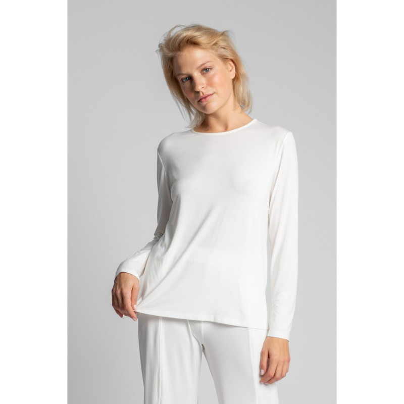 LA027 Bluzka do spania z wycięciem na plecach - ecru