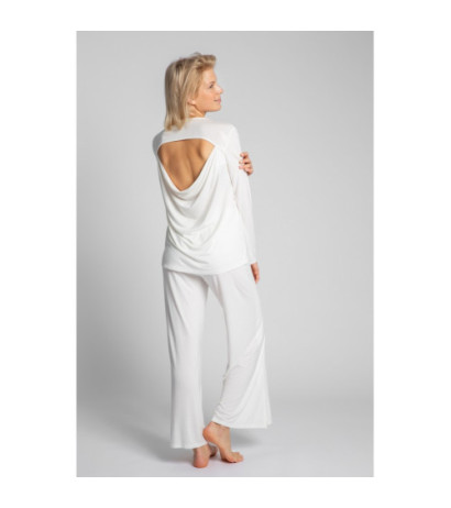 LA027 Bluzka do spania z wycięciem na plecach - ecru
