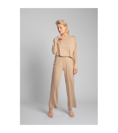 LA028 Spodnie do spania z szerokimi nogawkami - cappuccino