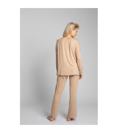 LA029 Wiskozowa bluzka z rozcięciami po bokach - cappuccino