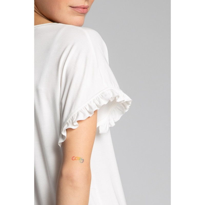 LA030 Koszula nocna z falbankami - ecru