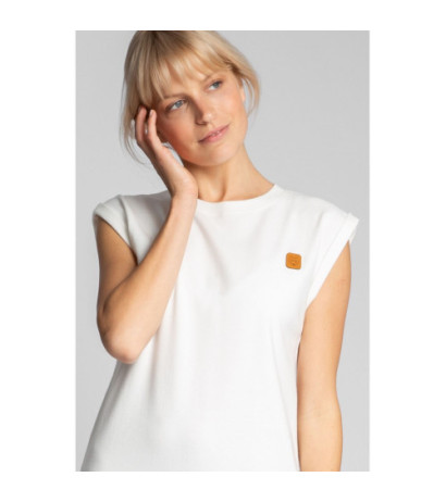 LA033 Sukienka z bawełny prążkowanej bez rękawów - ecru