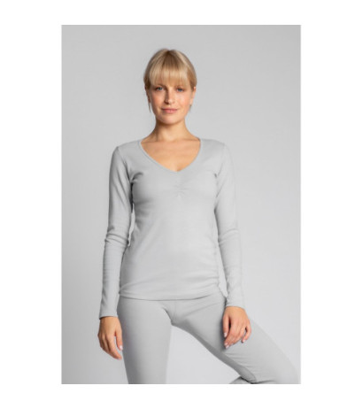 LA034 Bawełniana bluzka z długimi rękawami - popielata