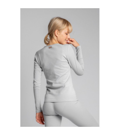 LA034 Bawełniana bluzka z długimi rękawami - popielata