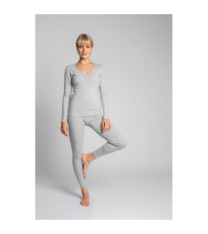 LA034 Bawełniana bluzka z długimi rękawami - popielata