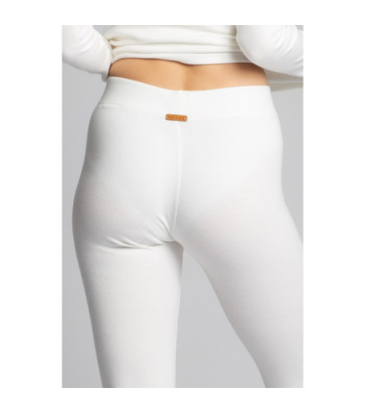 LA035 Bawełniane legginsy z dzianiny prążkowanej - ecru
