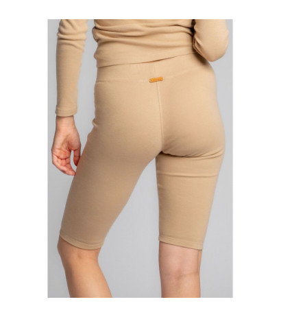 LA036 Bawełniane szorty-kolarki z dzianiny prążkowanej - cappuccino