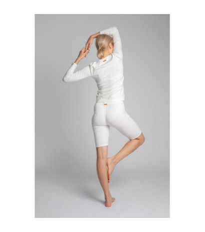 LA036 Bawełniane szorty-kolarki z dzianiny prążkowanej - ecru