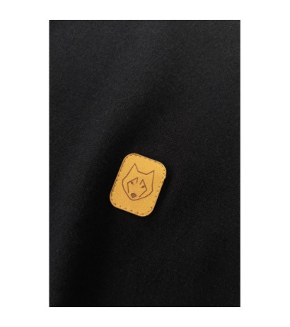 LA037 Bawełniana bluza z dzianiny prążkowanej - czarna