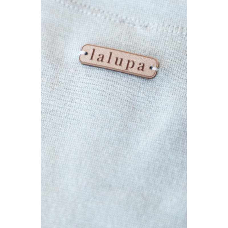 LA037 Bawełniana bluza z dzianiny prążkowanej - popielata