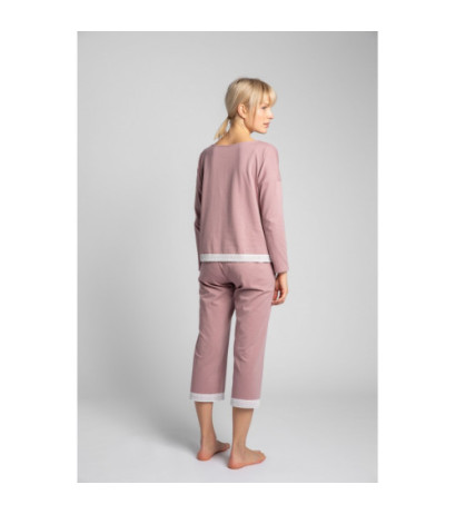 LA040 Bluzka od piżamy z koronkowym brzegiem - wrzosowa