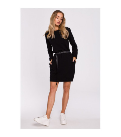 M590 Sukienka Z Regulowanym Paskiem - czarna