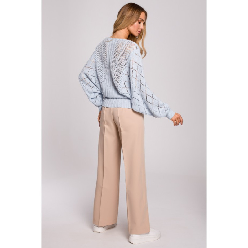 M595 Sweter Z Rękawami Nietoperzowymi - błękitny