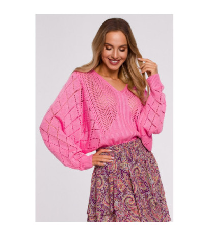 M595 Sweter Z Rękawami Nietoperzowymi - różowy