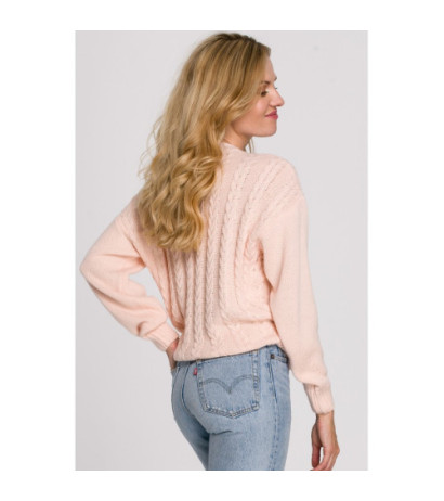 K105 Sweter krótki na zakładkę - brzoskwiniowy