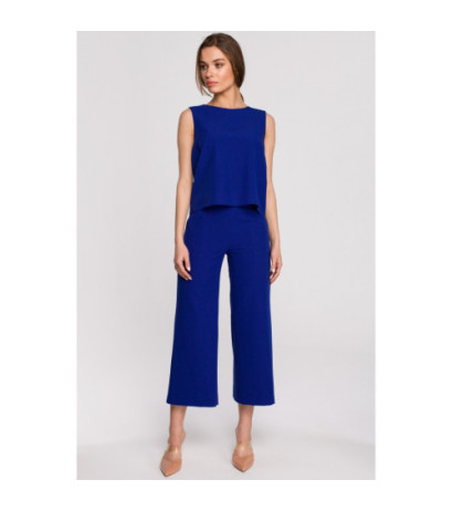 S256 Spodnie z szerokimi nogawkami długości 7/8 - chabrowe