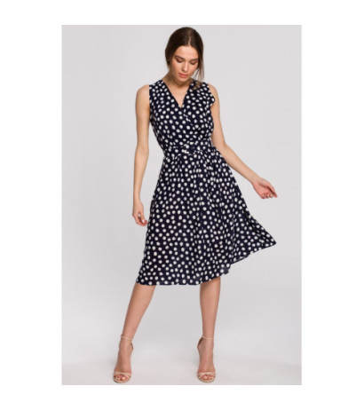 S264 Sukienka bez rękawów z paskiem - czarna